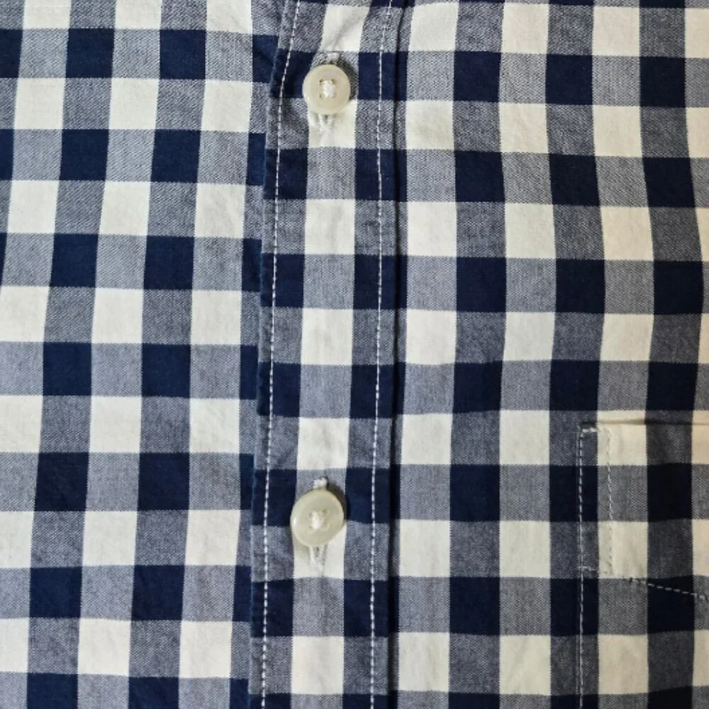J.Crew Slim Fit Button Down Shirt Men’s Small Navy White Gingham Check Casual